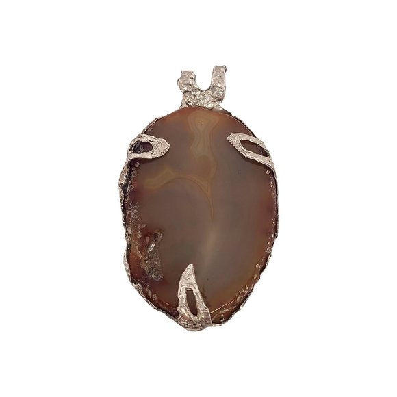 Large Agate Slice Silver Pendant #11699 - Picture 1 of 7